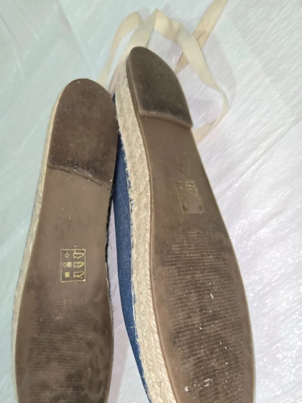 Draper James Blue Chambray Espadrille Flats Women's Size 8 Rope Sole Slip On